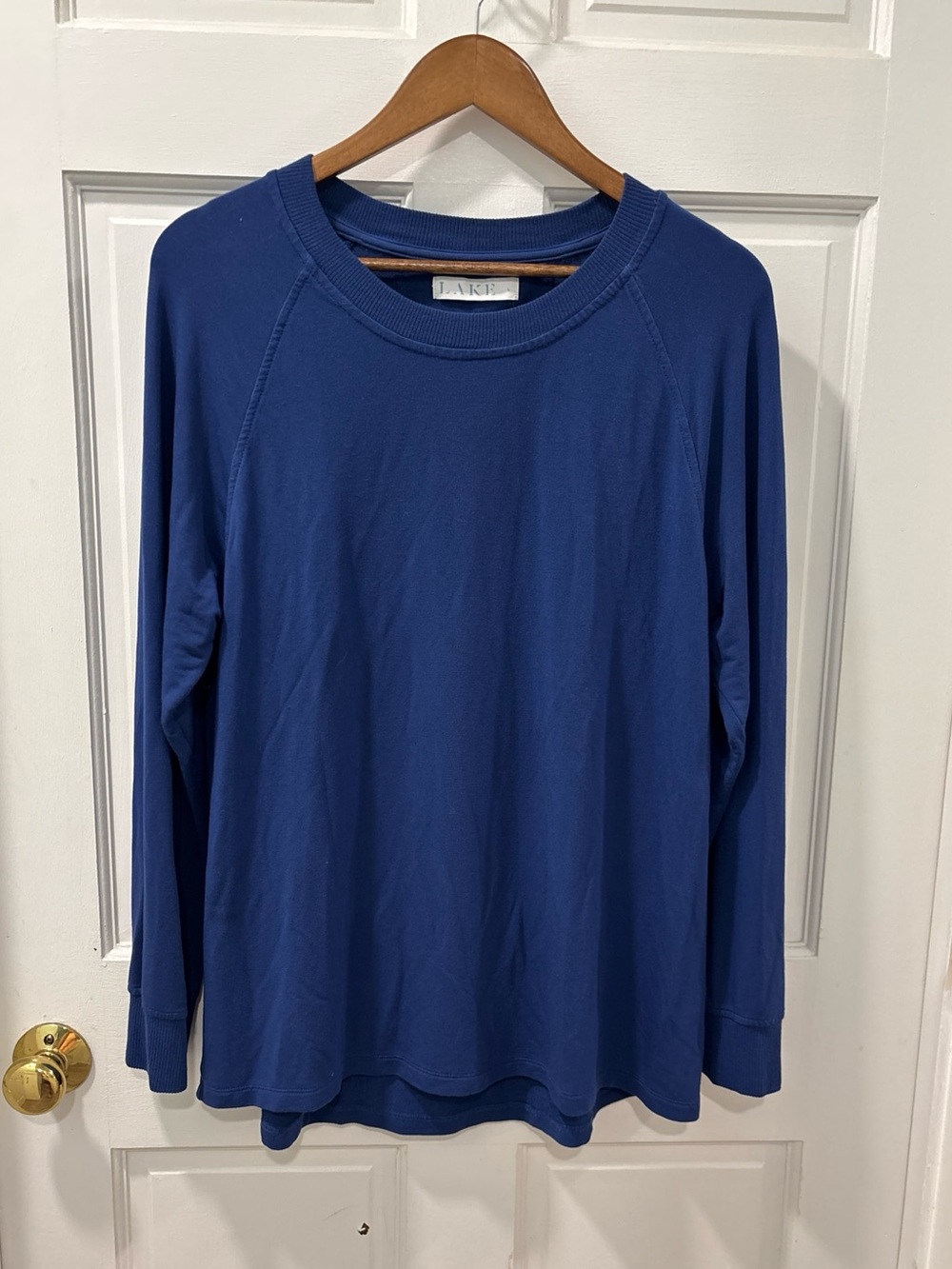 Lake DreamModal Relax Long Sleeve French Terry Lounge Pajama Shirt Size L Blue
